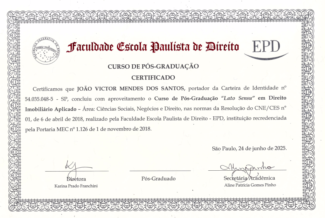 Pós-Graduação em Direito Imobiliário